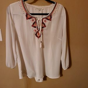 White stitched blouse